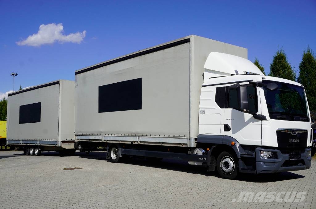 MAN TGL 8.190 4×2 / Cutrainsider + trailer / 80 tho.km Camiones de caja de lona