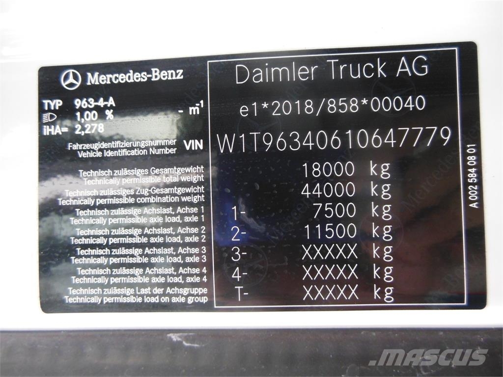 Mercedes-Benz Mercedes Benz 1853 Actros, Giga Space, Lowdeck, AL وحدات الجر