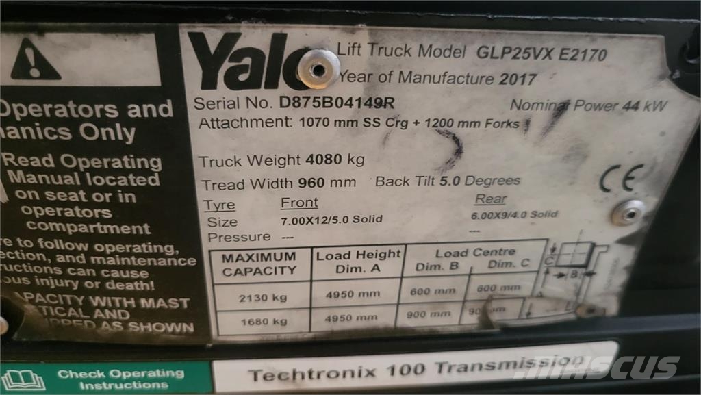 Yale GLP25VX 2017 Περονοφόρα ανυψωτικά κλαρκ με φυσικό αέριο LPG