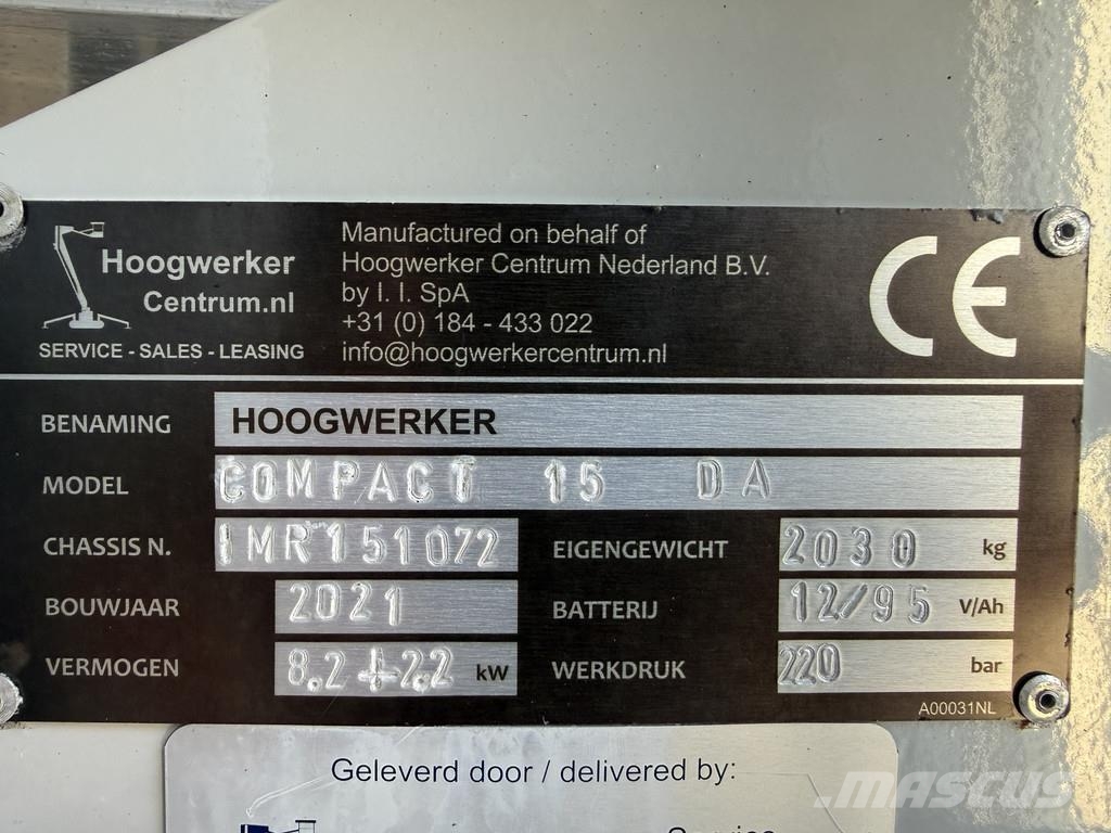 Compact 15 DA, Spin hoogwerker, 15 meter Bomlifte med knækarm