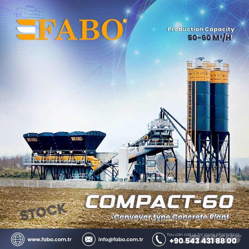 Fabo CENTRALE À BÉTON COMPACTE À BANDE 60 M3/H | STOCK Sement blandeverk