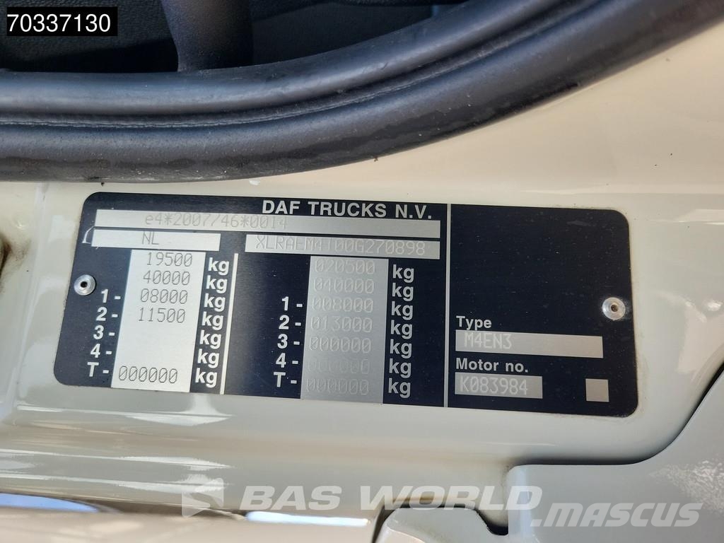 DAF CF 370 CF 4X2 NL-Truck APK BDF 2000kg Tailgate MX Containertrucks met kabelsysteem