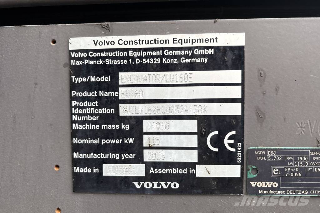 Volvo EW160 E, Makin 3D, Endast 3084H, Humus 8T Ratasekskavaatorid