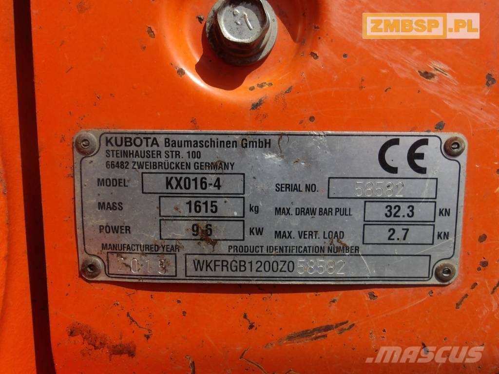 Kubota KX 016-4 حفارات صغيرة أقل من 7 طن (حفارات صغيرة)