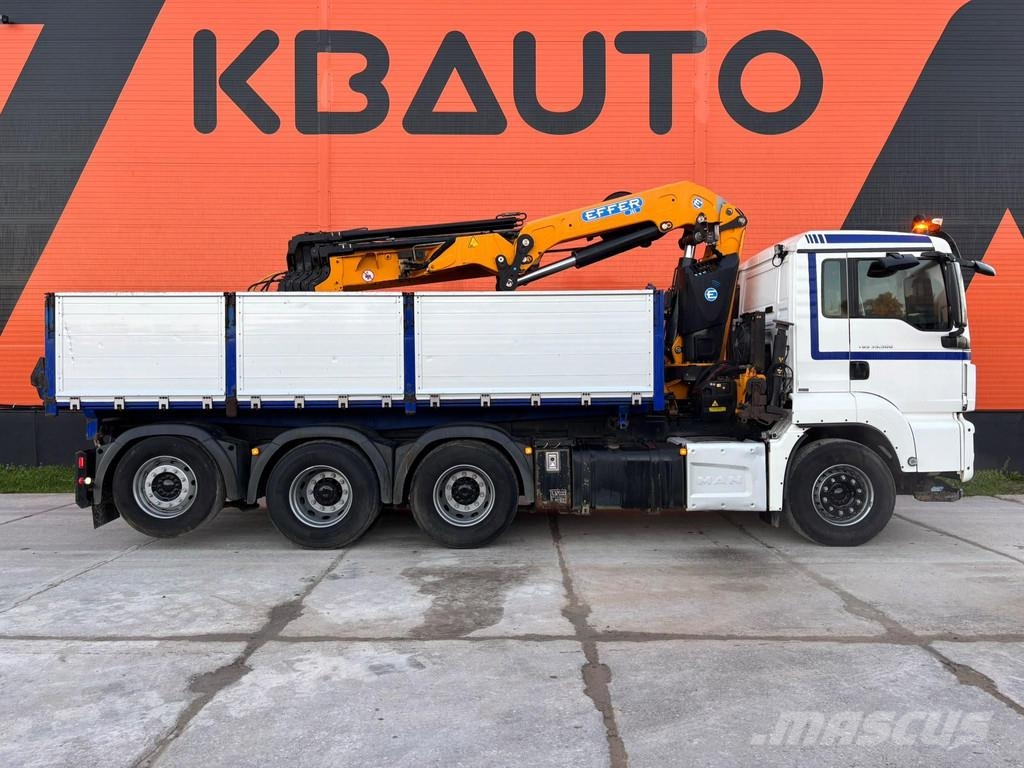 MAN TGS 35.500 8x4*4 EFFER 265/5S / BOX L=5730 mm Camion plateau ridelle avec grue