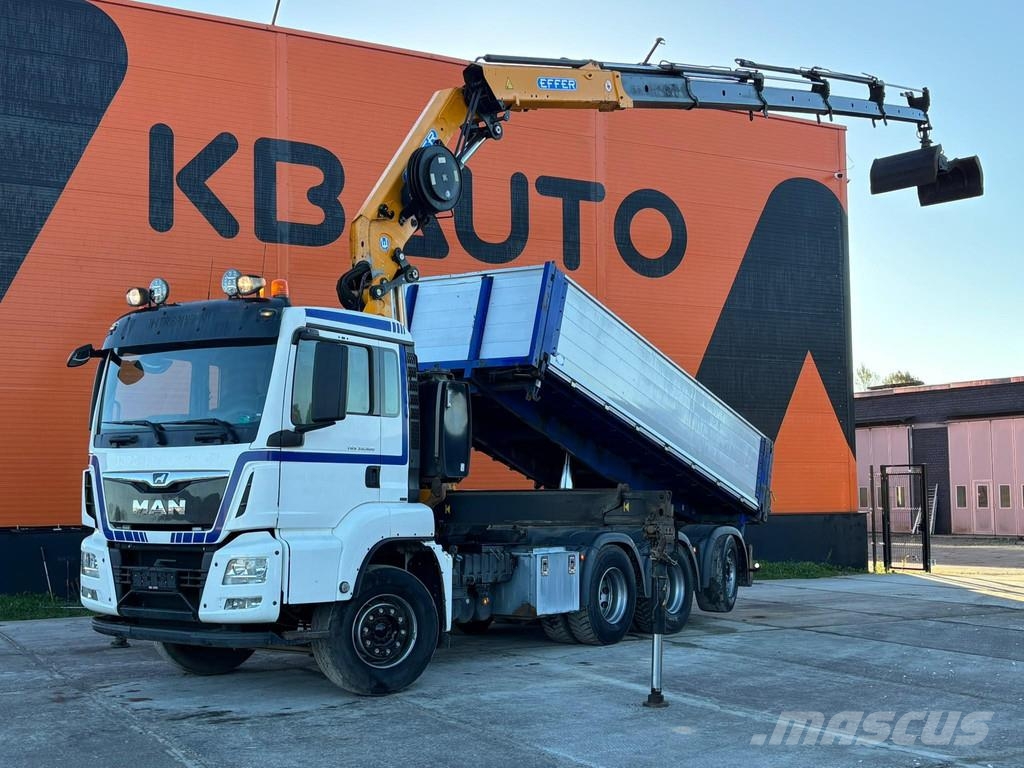 MAN TGS 35.500 8x4*4 EFFER 265/5S / BOX L=5730 mm Camion plateau ridelle avec grue