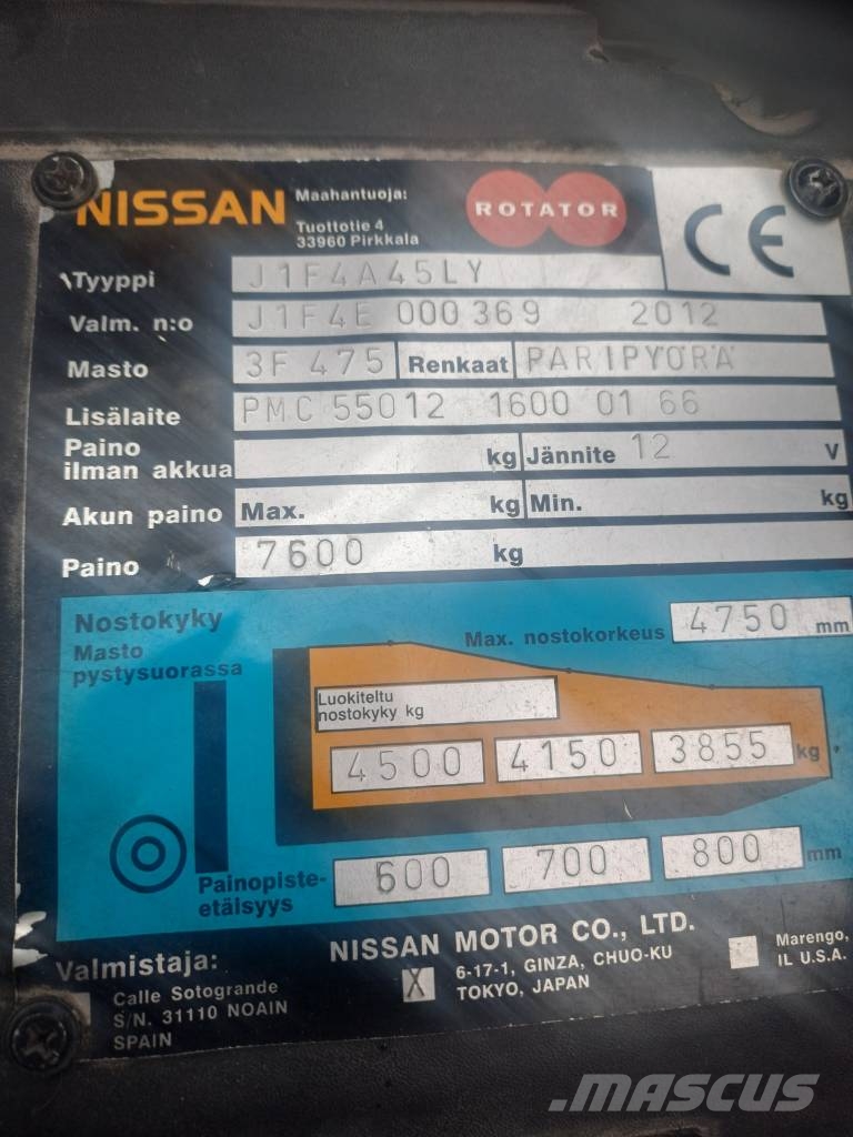 Nissan J1F4 A 45 LY LPG forklifts