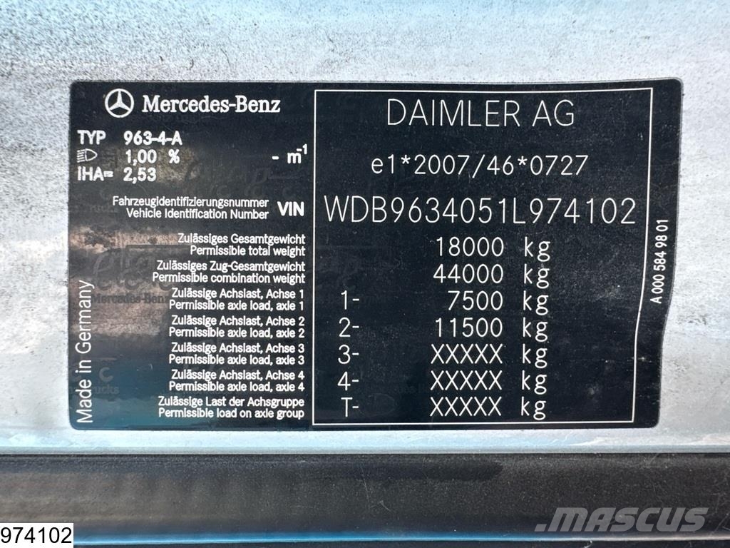 Mercedes-Benz Actros 1843 EURO 6, Retarder, Standairco, PTO Çekiciler