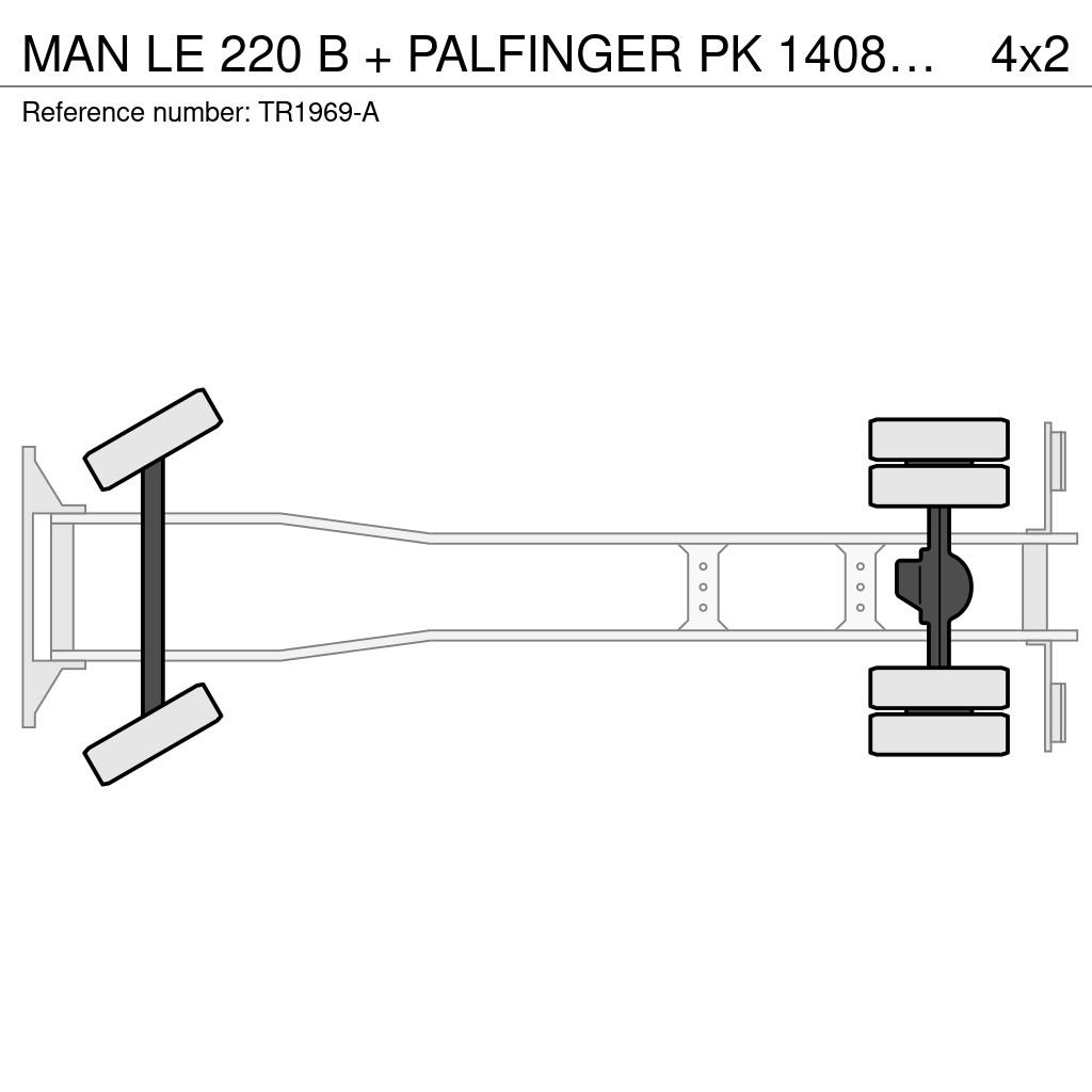 MAN LE 220 B + PALFINGER PK 14080 - 3X EXT + HOOK ARM Rol kiper kamioni sa kukom za podizanje tereta