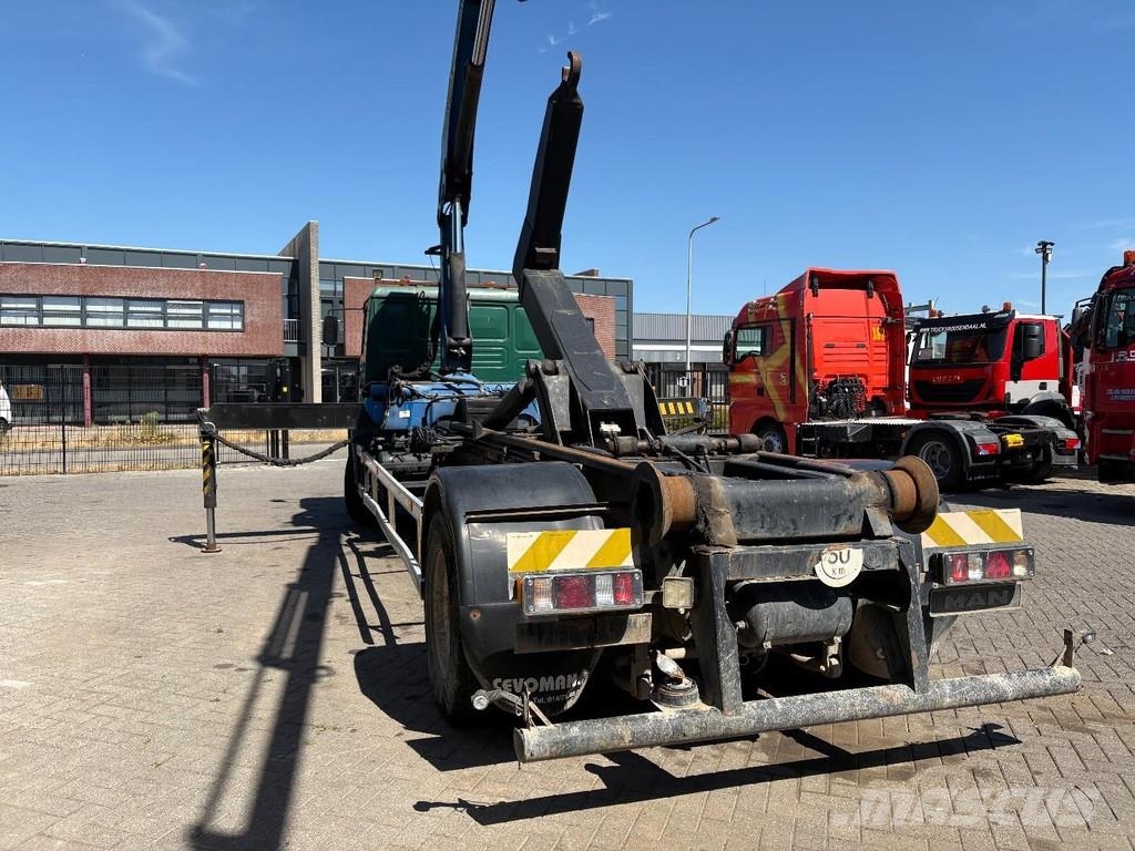 MAN LE 220 B + PALFINGER PK 14080 - 3X EXT + HOOK ARM Rol kiper kamioni sa kukom za podizanje tereta