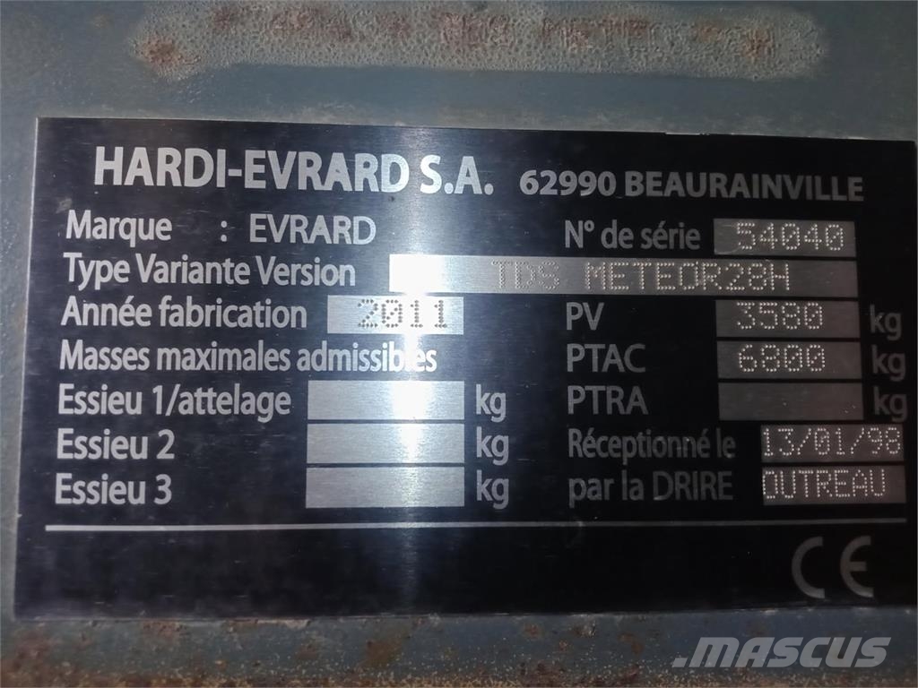Evrard Meteor 2800 Trailed sprayers
