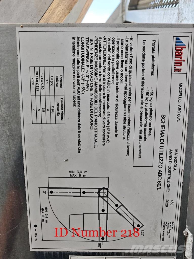 Iveco Daily 35-160 Barin ABC 60/L Bridge Control Inspect المنصات الهوائية المثبتة على شاحنة