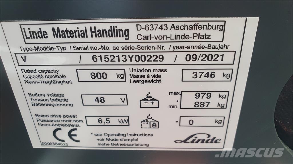 Linde V48 Komissiózó magas emelésű targonca