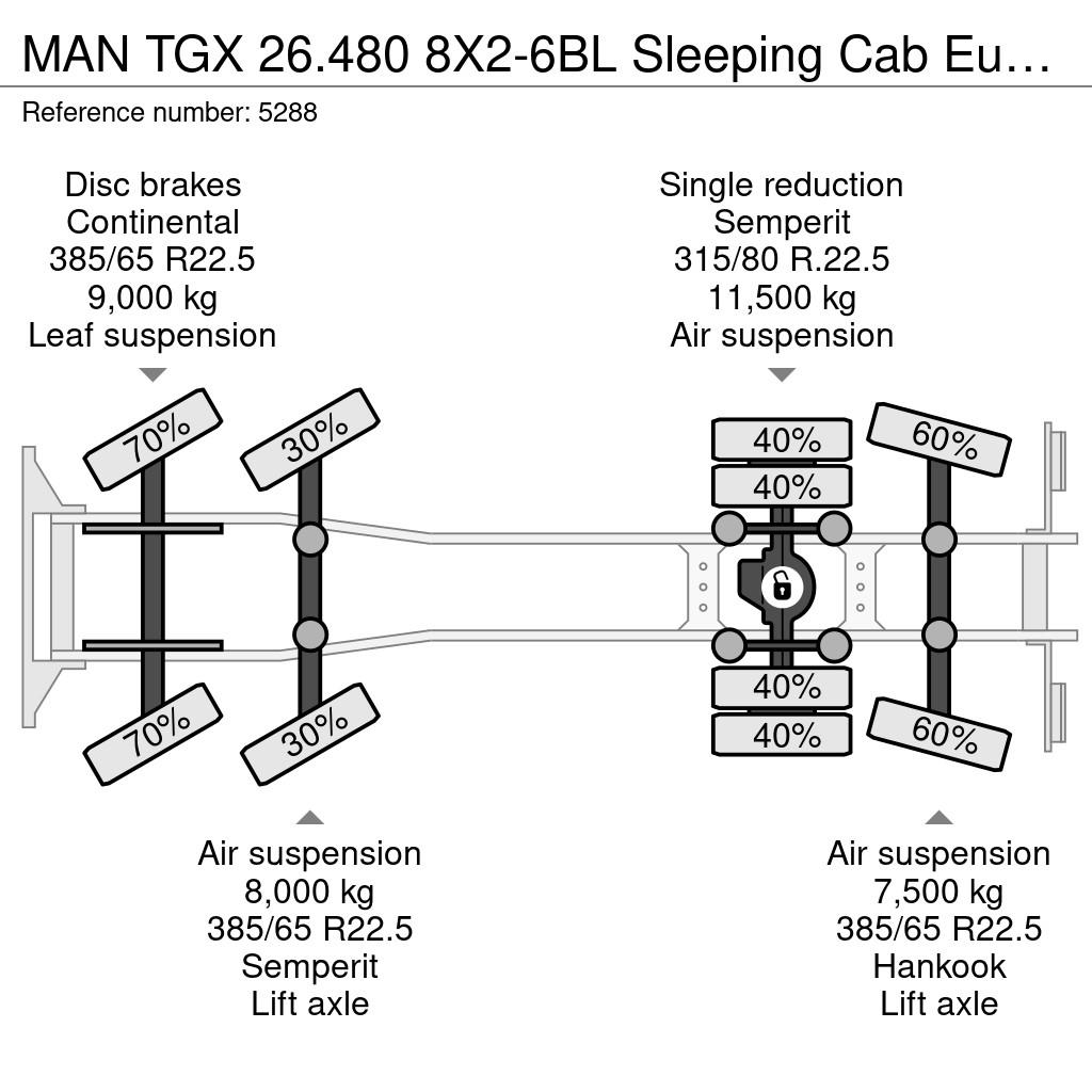MAN TGX 26.480 8X2-6BL Sleeping Cab Euro5 - Open Loadi Platte bakwagens