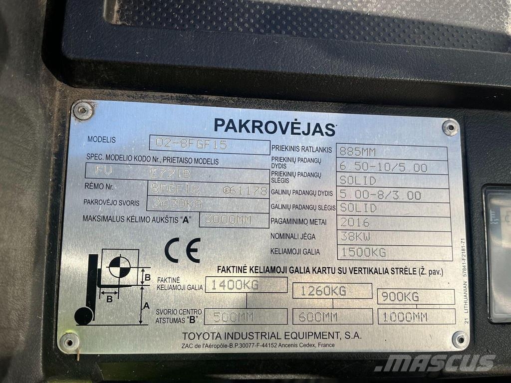 Toyota 02-8FGF15 LPG forklifts