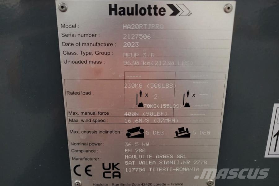 Haulotte HA20RTJ Pro Valid inspection, *Guarantee! 20.6 m W Leddede bomlifter