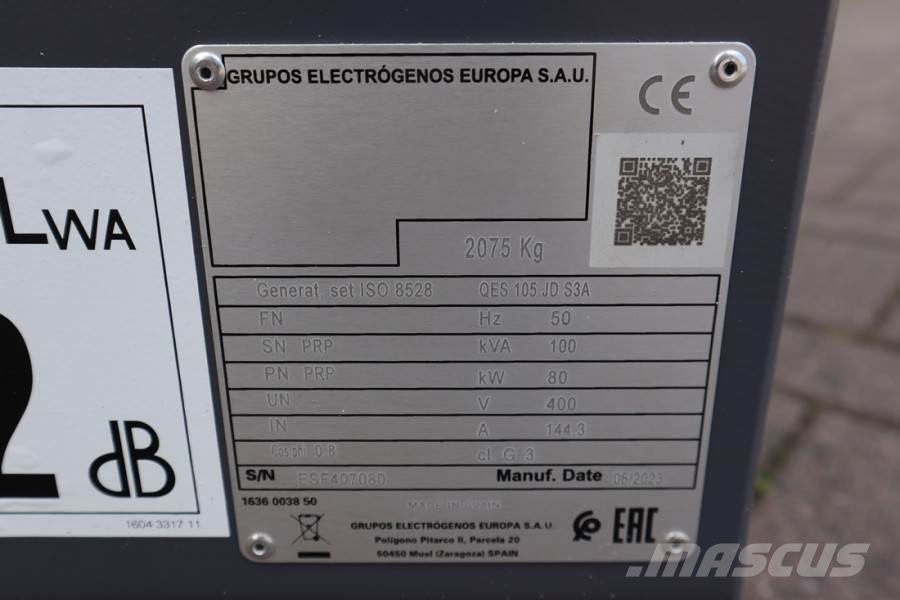 Atlas Copco QES 105 JD S3A ESF Valid inspection, *Guarantee! D Diesel Generators
