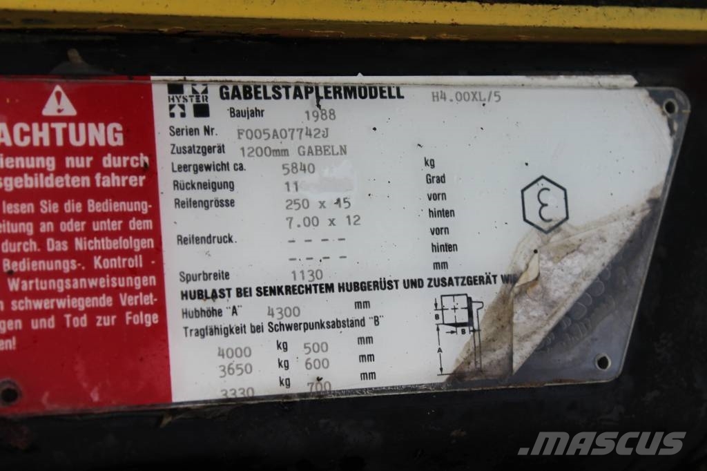 Hyster H 4.00 XL-5 Diesel forklifts