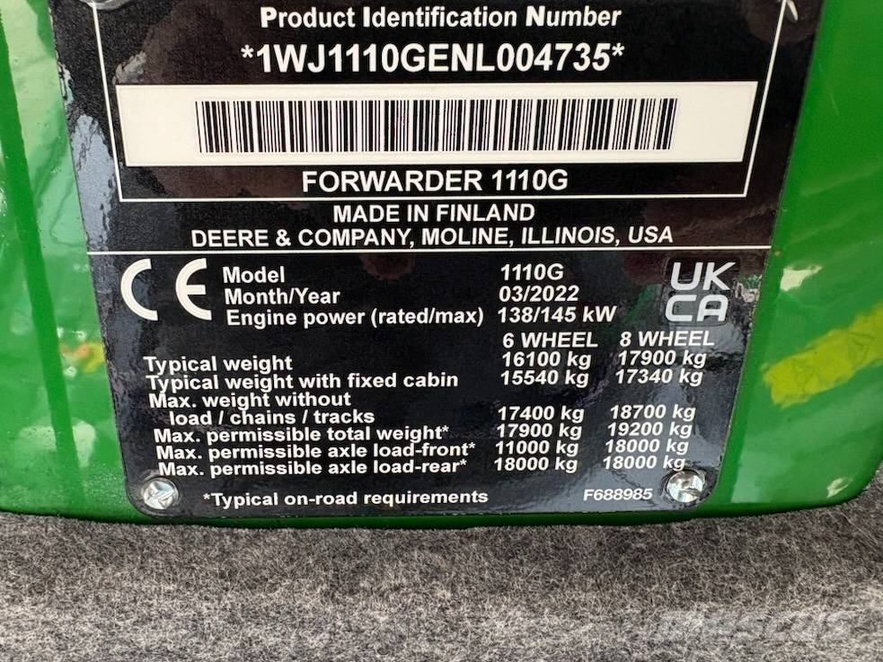 John Deere 1110 G Lassbærere