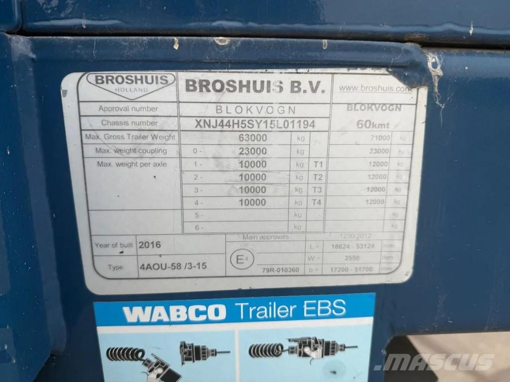 Broshuis 3 X 4AOU-58 3-15, 2014, 2016 AND 2021 4 AXLE FORCE نصف مقطورة مسطحة منخفضة