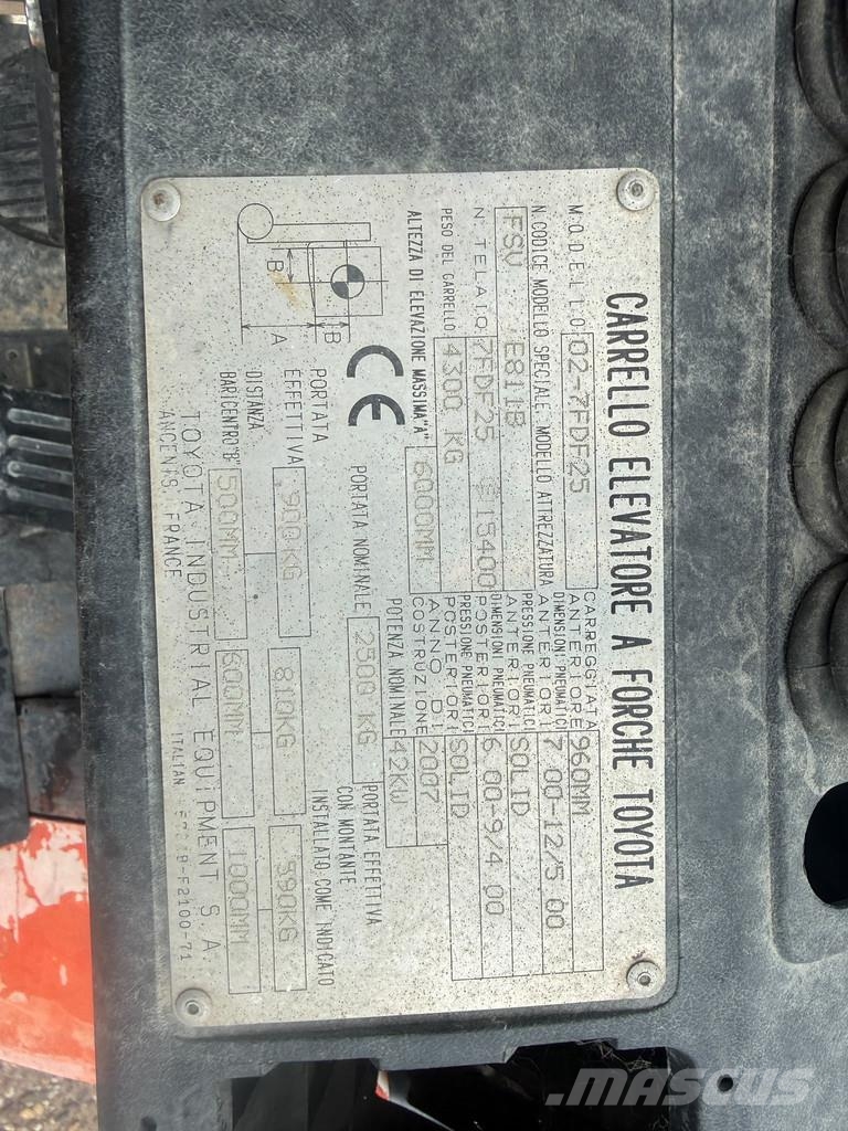 Toyota 7FD25 2500 KG heftruck Diesel Triplo mast Sideshif Πετρελαιοκίνητα Κλαρκ