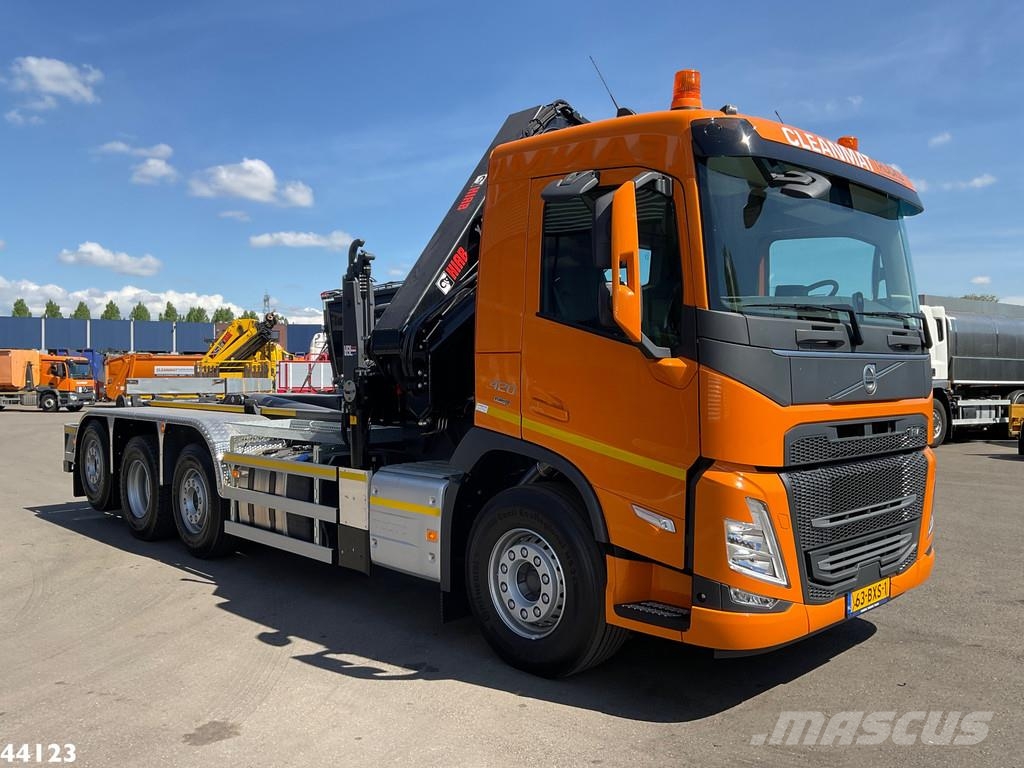 Volvo FM 420 8x2 Hiab 25 Tonmeter laadkraan Welvaarts la 吊鉤式起重車