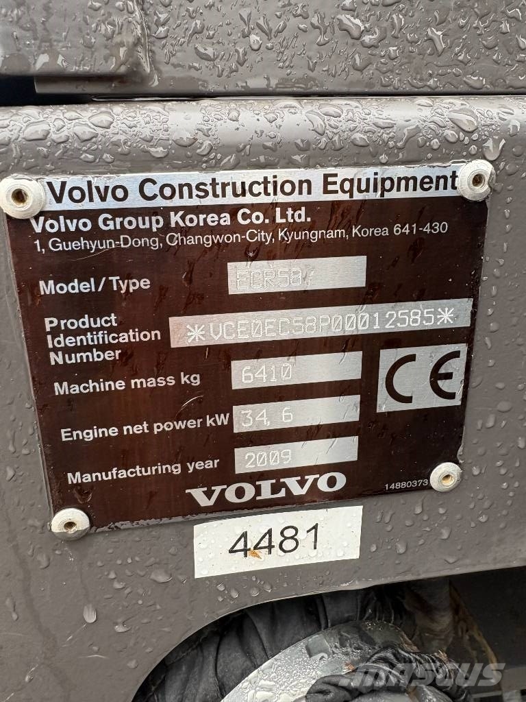 Volvo ECR58 plus Minigrävare < 7t