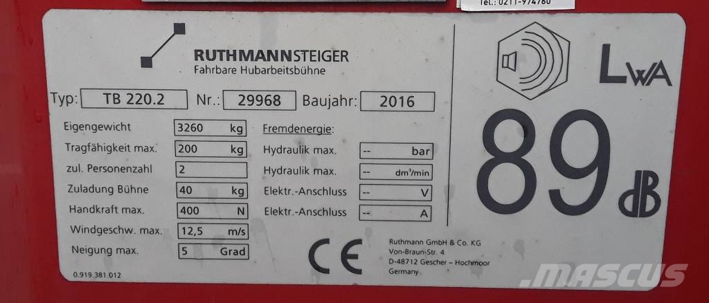 Ruthmann TB 220.2 Truck mounted platforms