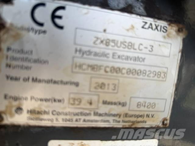 Hitachi ZX 85 US B-3 Midigraafmachines 7t - 12t