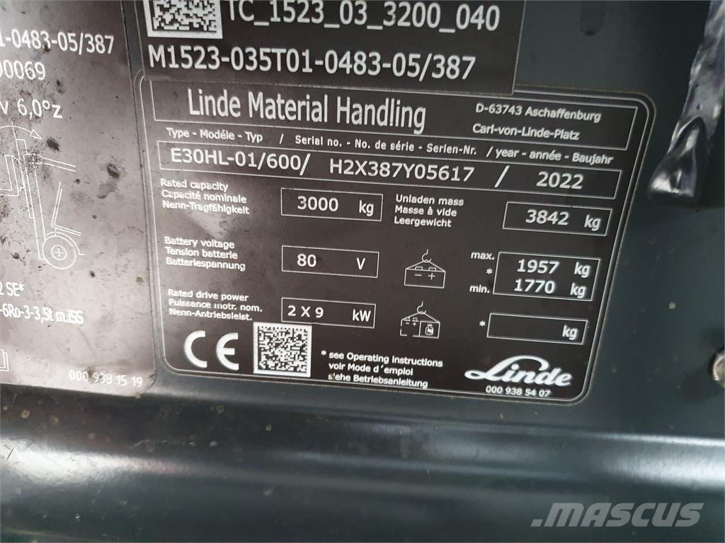 Linde E30/600HL Container Carretillas de horquilla eléctrica