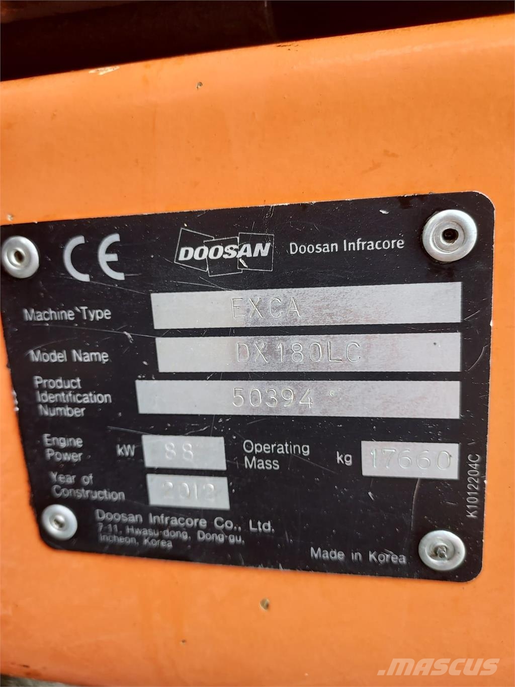 Doosan DX180LC Excavadoras sobre orugas