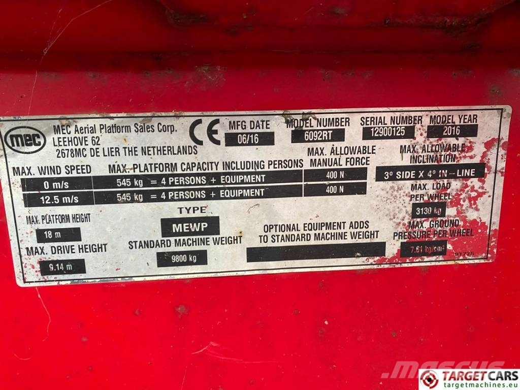 MEC 6092RT Diesel 4x4 Scissor Work Lift 2020cm Käärtõstukid