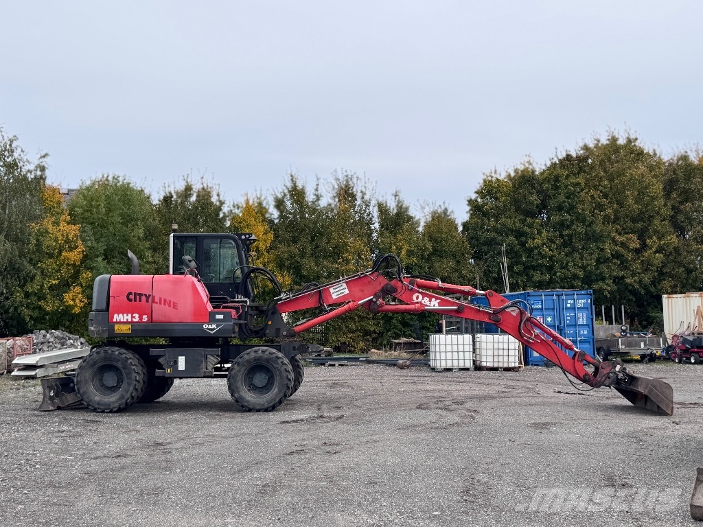 O&K MH 3.5 Mobilbagger Verstellausleger 3 Löffel MS08 Pelle sur pneus