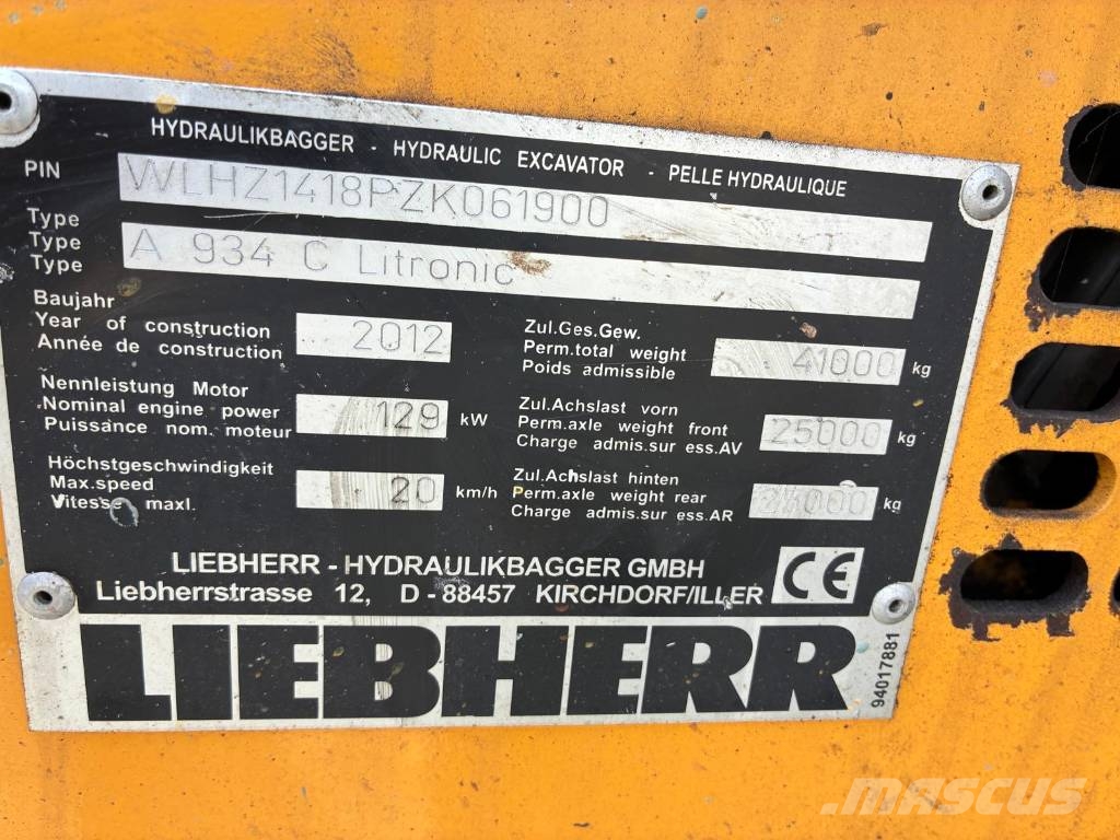 Liebherr 934 Bageri za prenos primarnih/sekundarnih sirovina