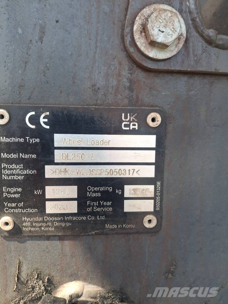 Doosan Dl250-7 15 Tonne Loading Shovel Radlader
