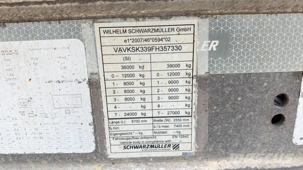 Schwarzmüller SK FULL ALU - 4300kg - 2X LIFT + TARPAULIN Semirimorchi tautliner