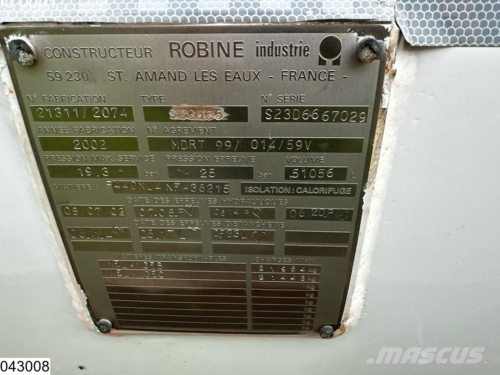 Robine Gas 51056L Liter, LPG GPL gas tank, Gaz, 1 Compart Semi remorque citerne