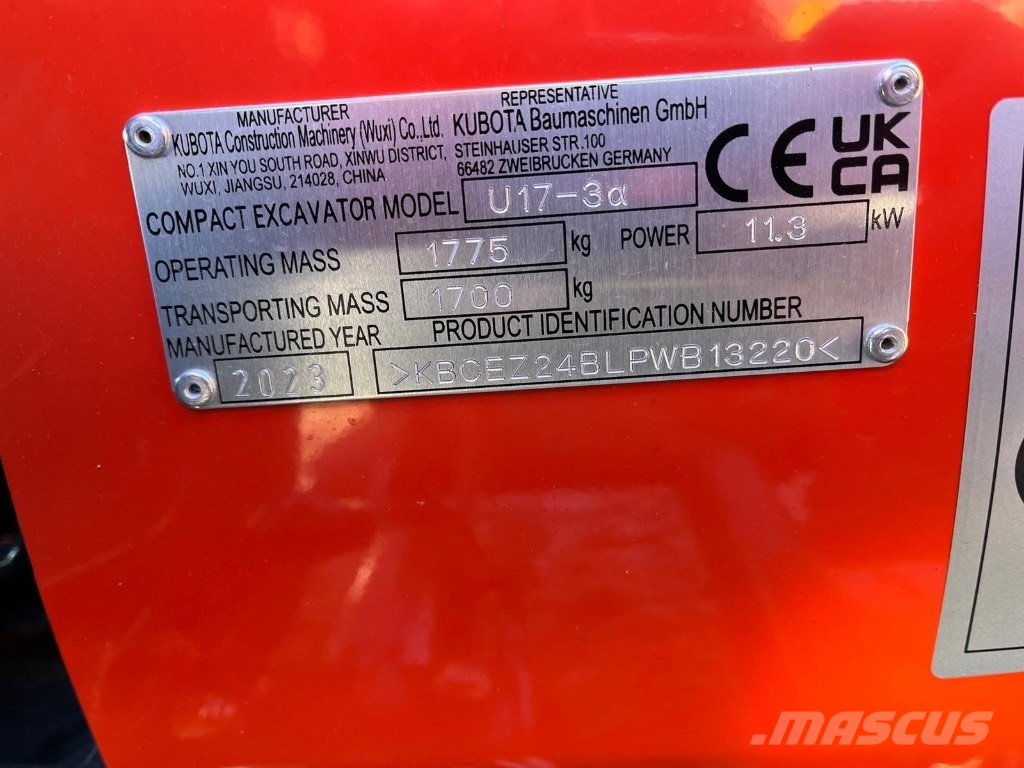 Kubota U 17-3 Mini ekskavatörler, 7 tona dek