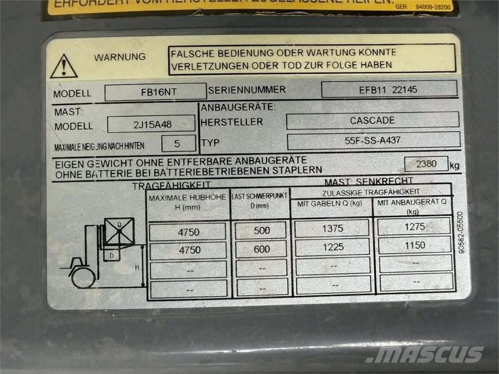 Mitsubishi FB16NT Elektrische heftrucks