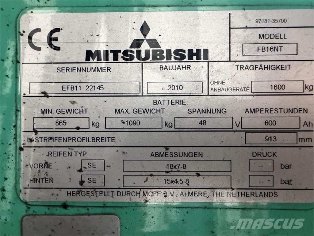 Mitsubishi FB16NT Akumulátorové vozíky