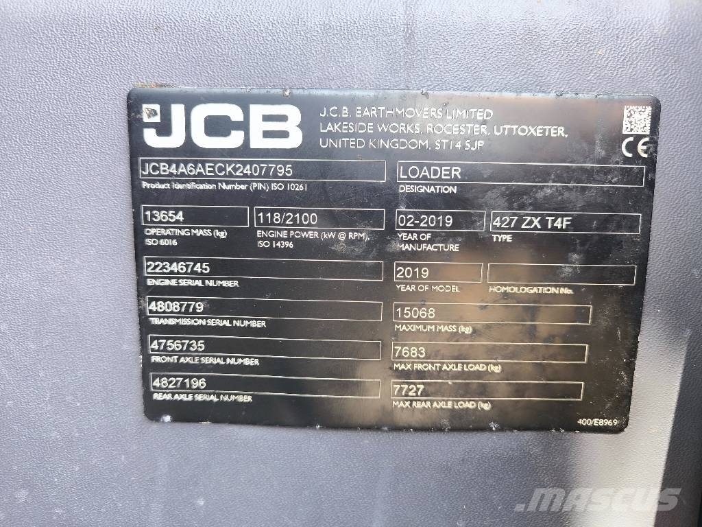 JCB 427 ZX T4F *Klima* Waage* Cargadoras sobre ruedas