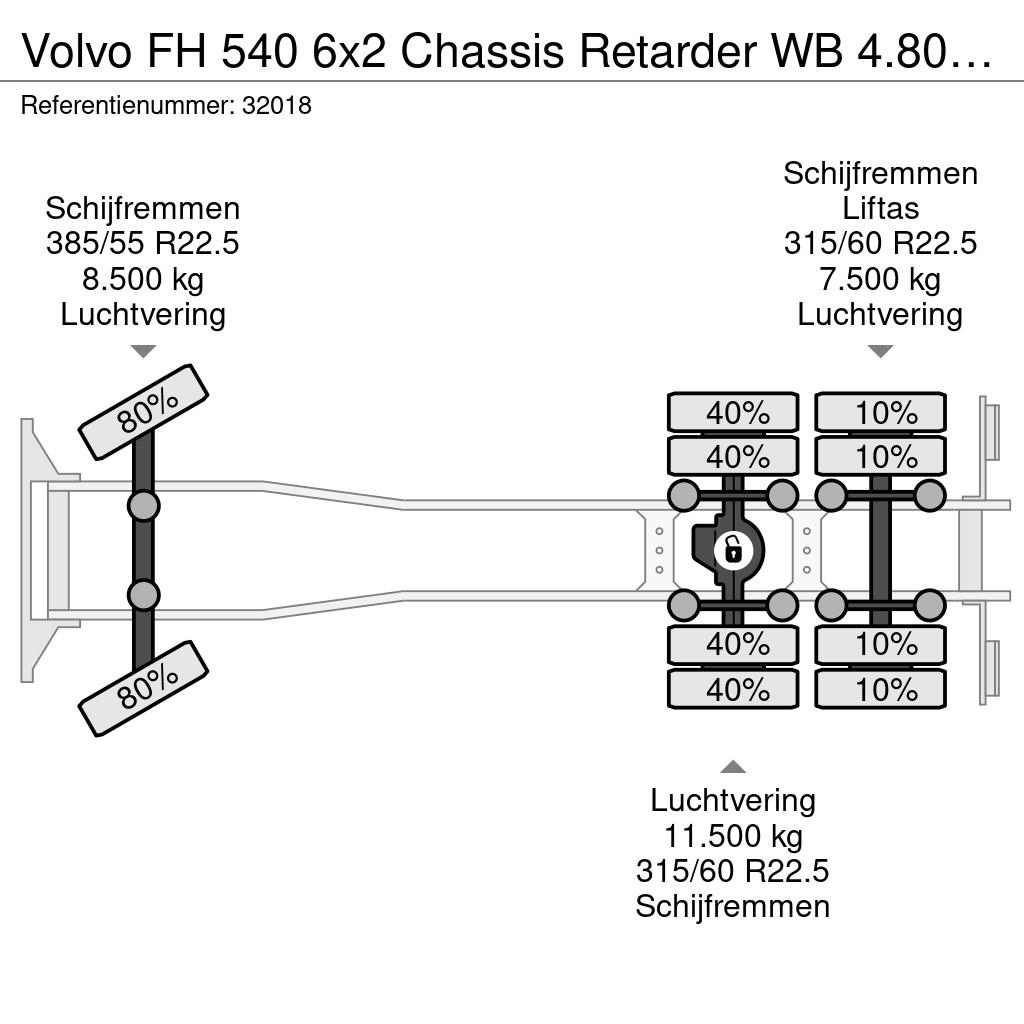 Volvo FH 540 6x2 Chassis Retarder WB 4.80 Full Air Euro Camiones con chasís y cabina