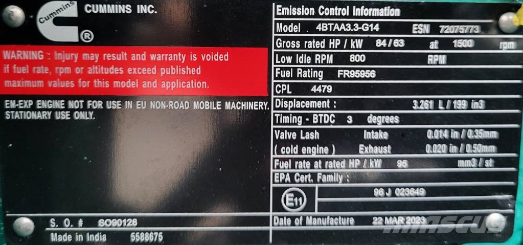 Cummins C66D5EQ ディーゼル発電機