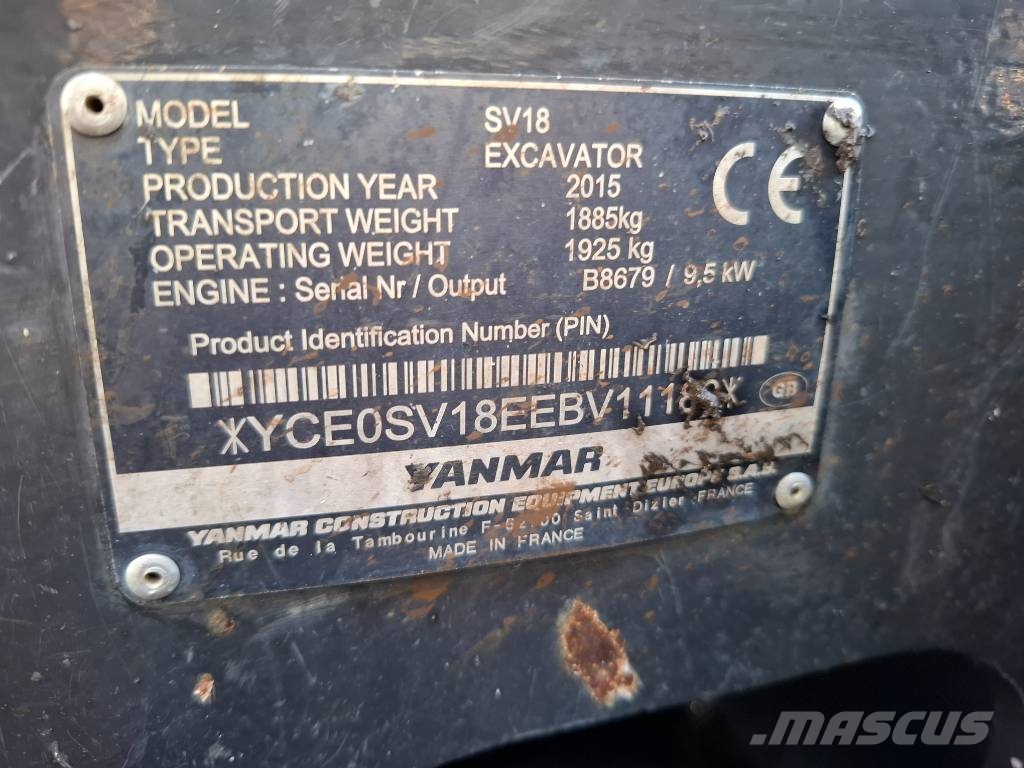 Yanmar SV 18 Minikaivukoneet < 7t