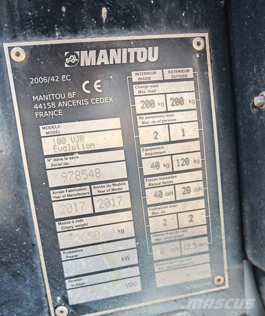 Manitou 100 VJR Personenliften en invalideliften