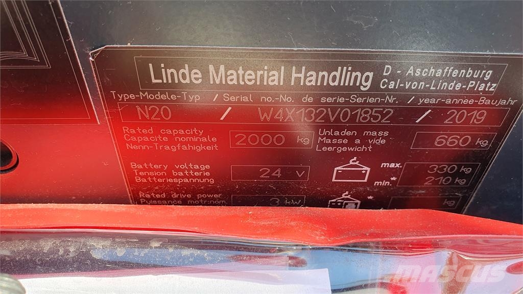 Linde N20 lang Matalakeräilytrukit