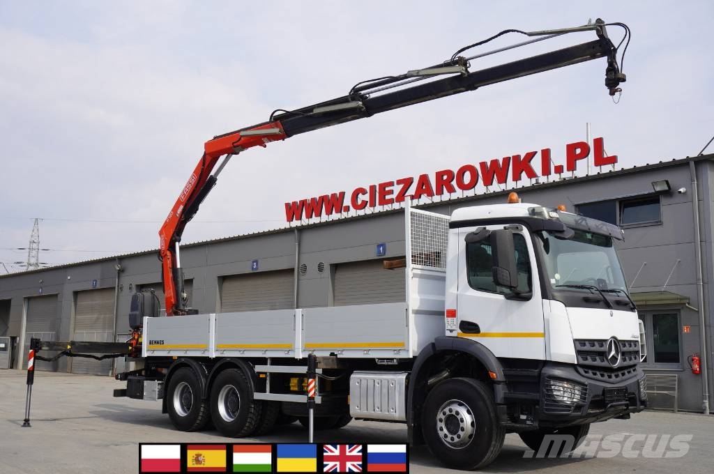 Mercedes-Benz Arocs 2633 flatbed truck / Crane FASSI F155A.0.23 Camiones grúa