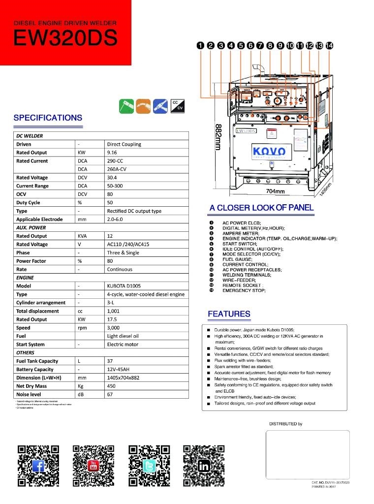 Kubota Japan Kubota welder generator EW320DS Geradores a diesel