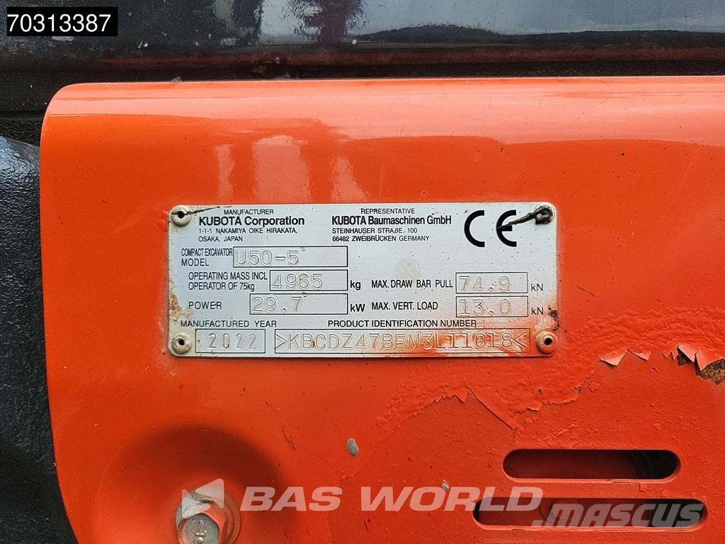 Kubota U50-5 3 Buckets Міні-екскаватори < 7т