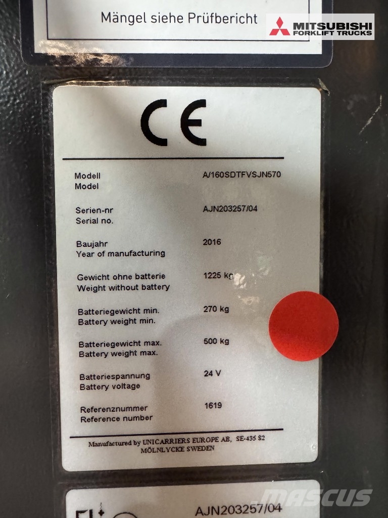 UniCarriers AJN 160 SDTFVS570 - Fahrerstandstapler - Seitenstapler